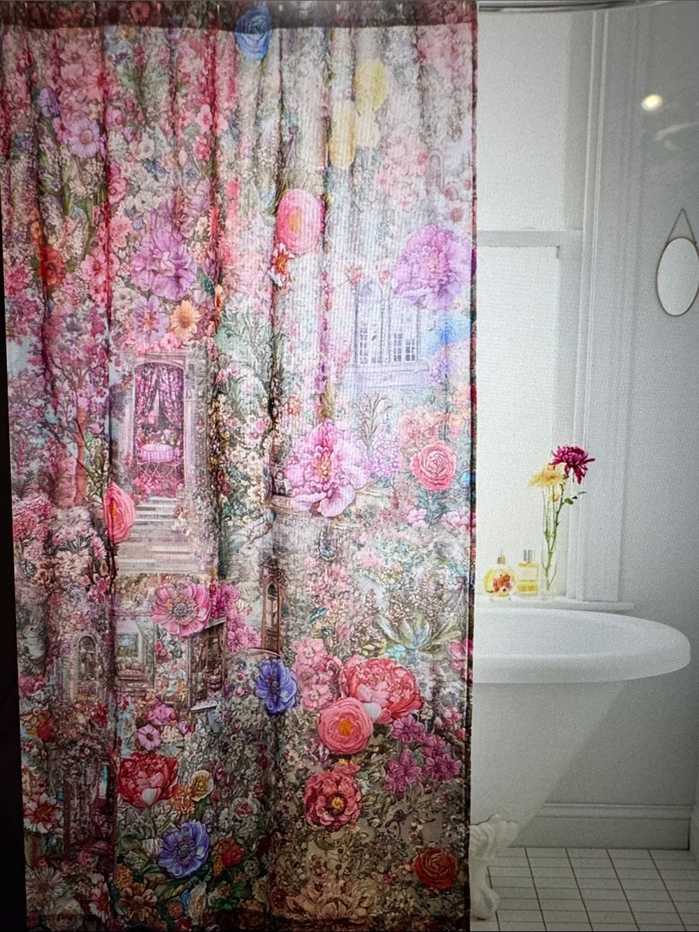 Urban Outfitters Yara Whimsical Floral Patterned Shower Curtain
